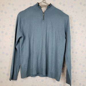 Alfani blue gray 100% cashmeren 1/4 zip sweater